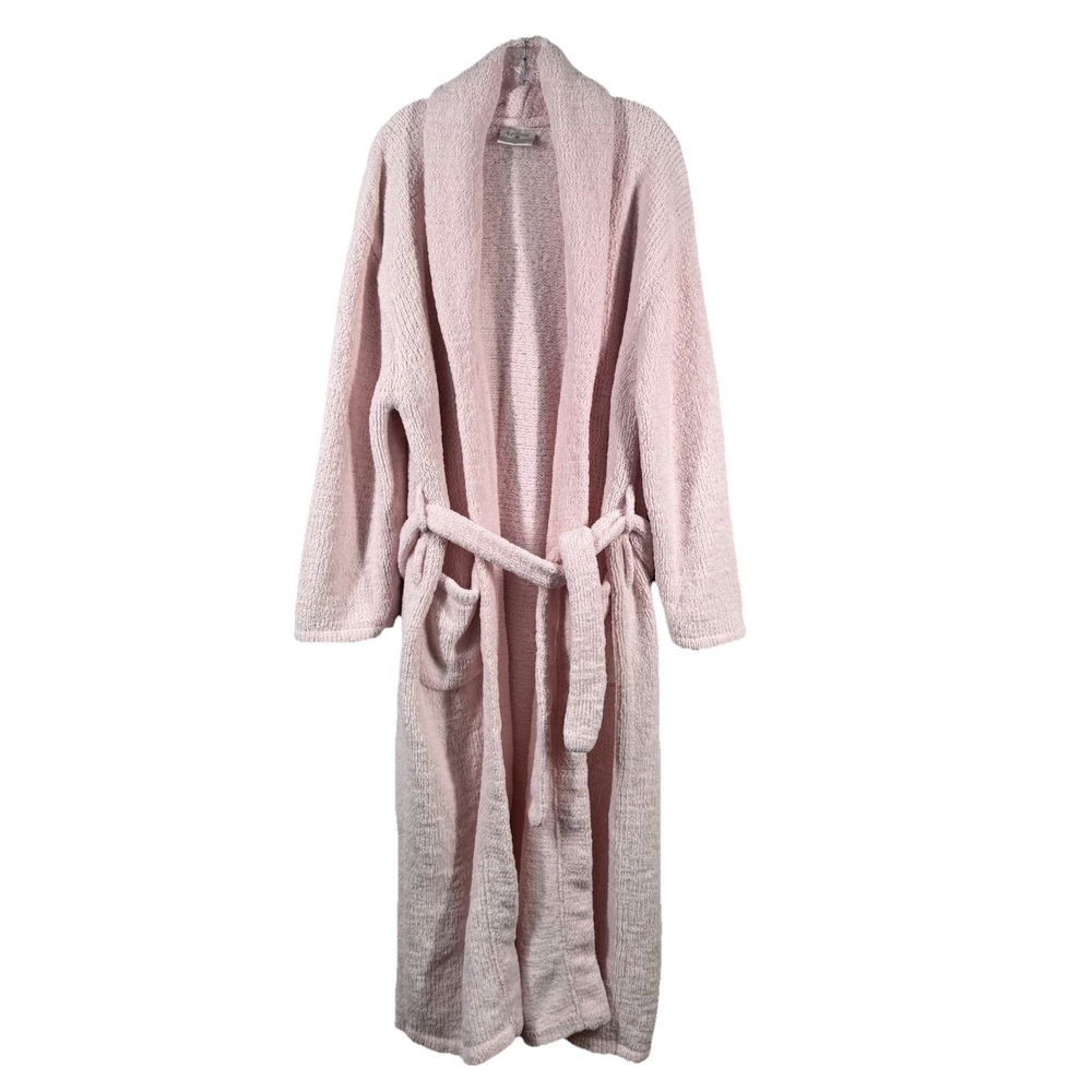 Kashwere Robe Womens Sz L/XL Pink Microfiber Shawl Collar Belted Cozy Lounge
